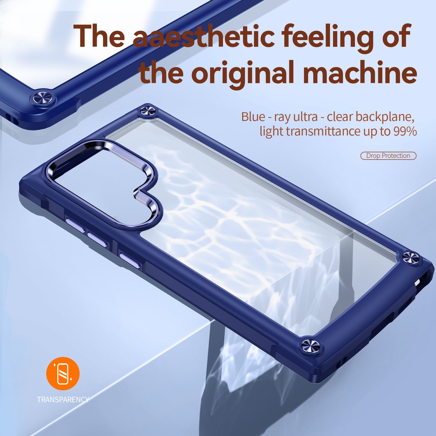 For Samsung Galaxy S24 Ultra Case Anti-fall PC + TPU Phone Protector with Alloy Lens Frame - Blue