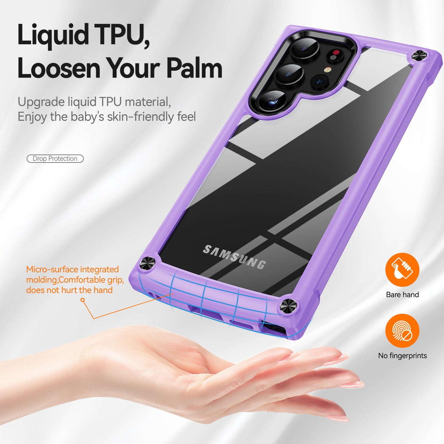For Samsung Galaxy S24 Ultra Case Anti-fall PC + TPU Phone Protector with Alloy Lens Frame - Purple+Black