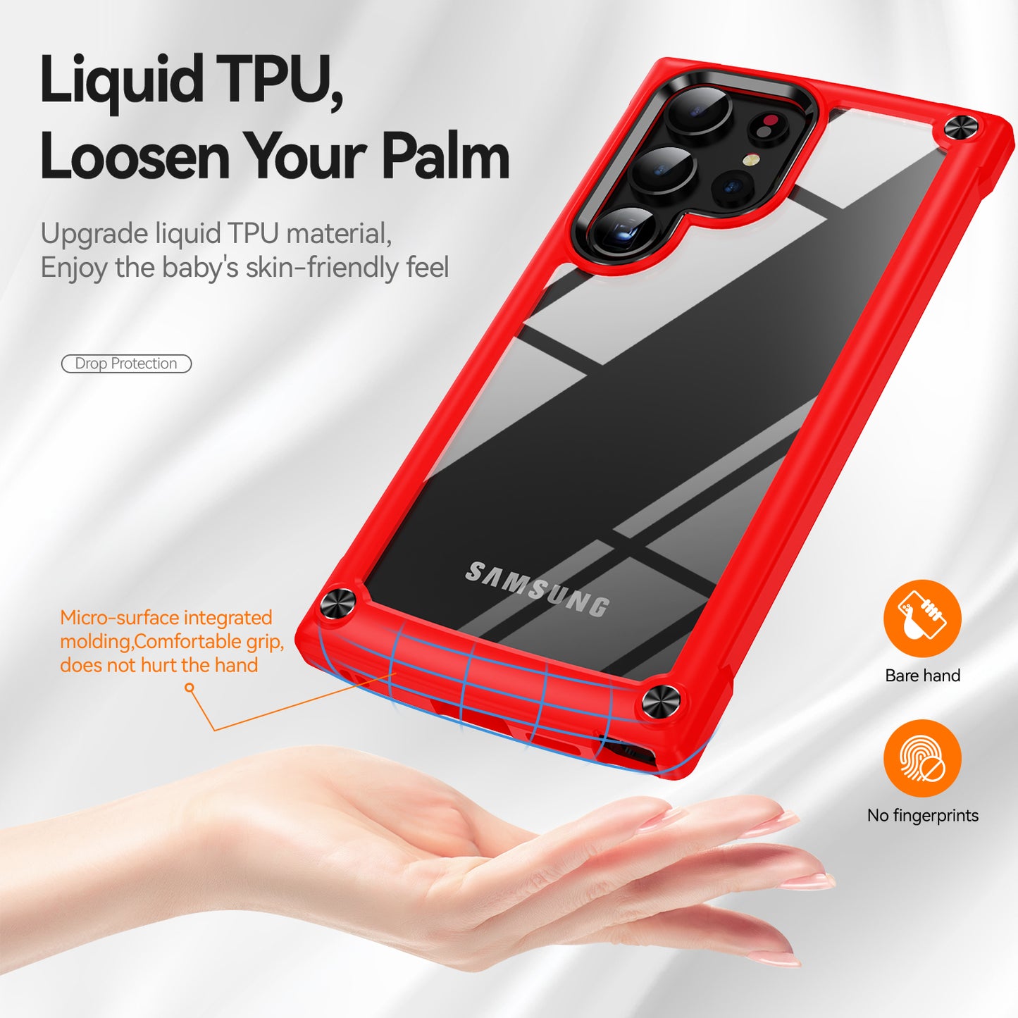 For Samsung Galaxy S24 Ultra Case Anti-fall PC + TPU Phone Protector with Alloy Lens Frame - Red+Black