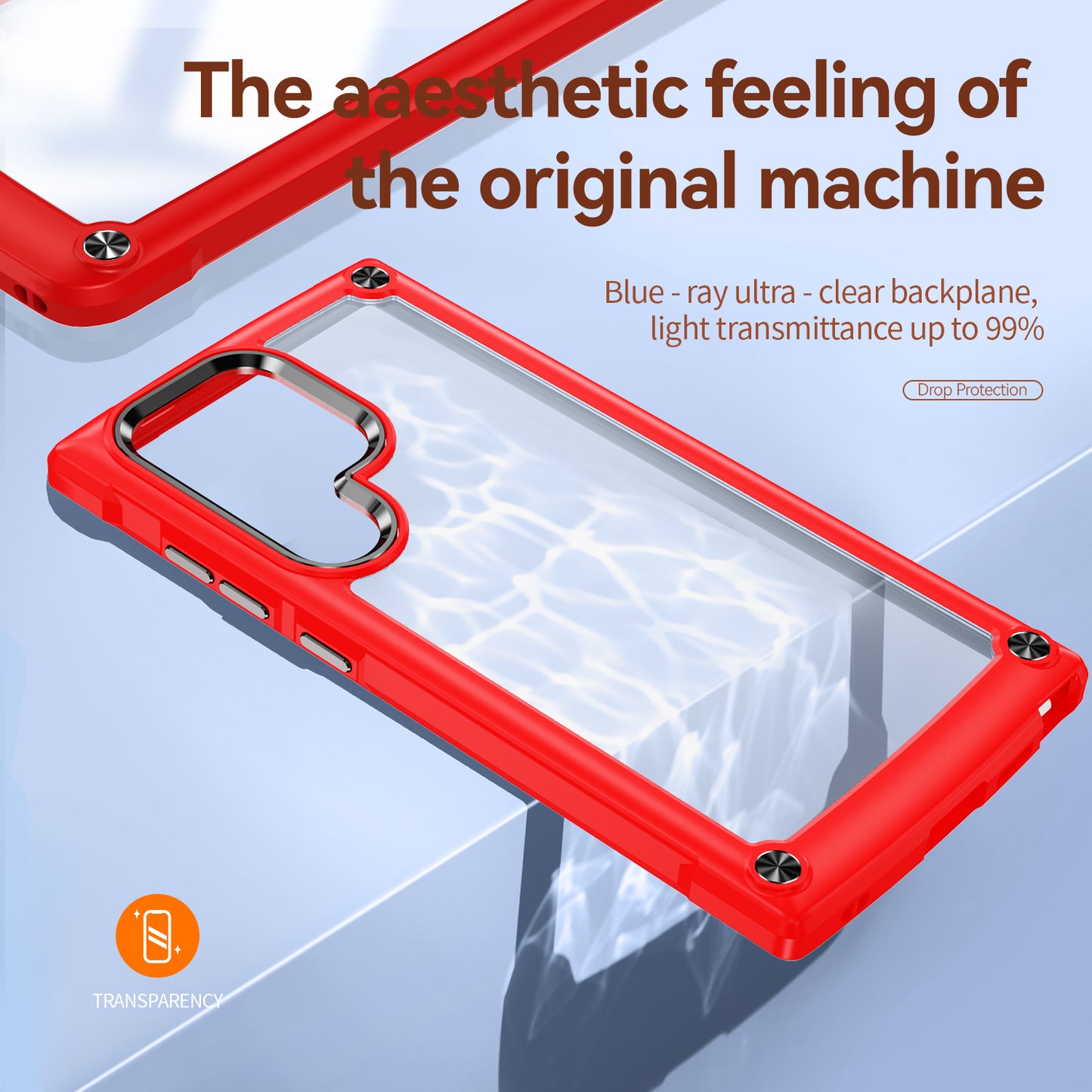 For Samsung Galaxy S24 Ultra Case Anti-fall PC + TPU Phone Protector with Alloy Lens Frame - Red+Black