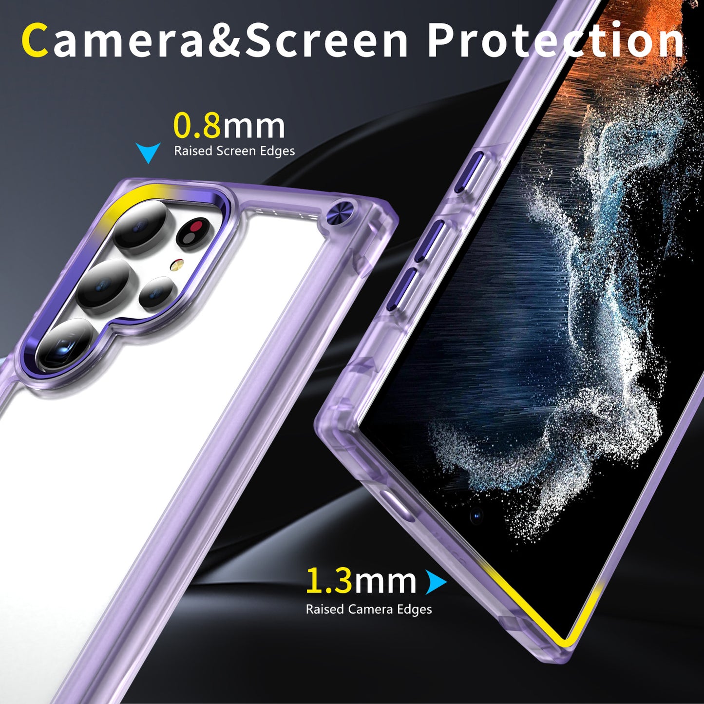 For Samsung Galaxy S24 Ultra Case PC+TPU Skin-touch Clear Phone Cover - Transparent+Purple