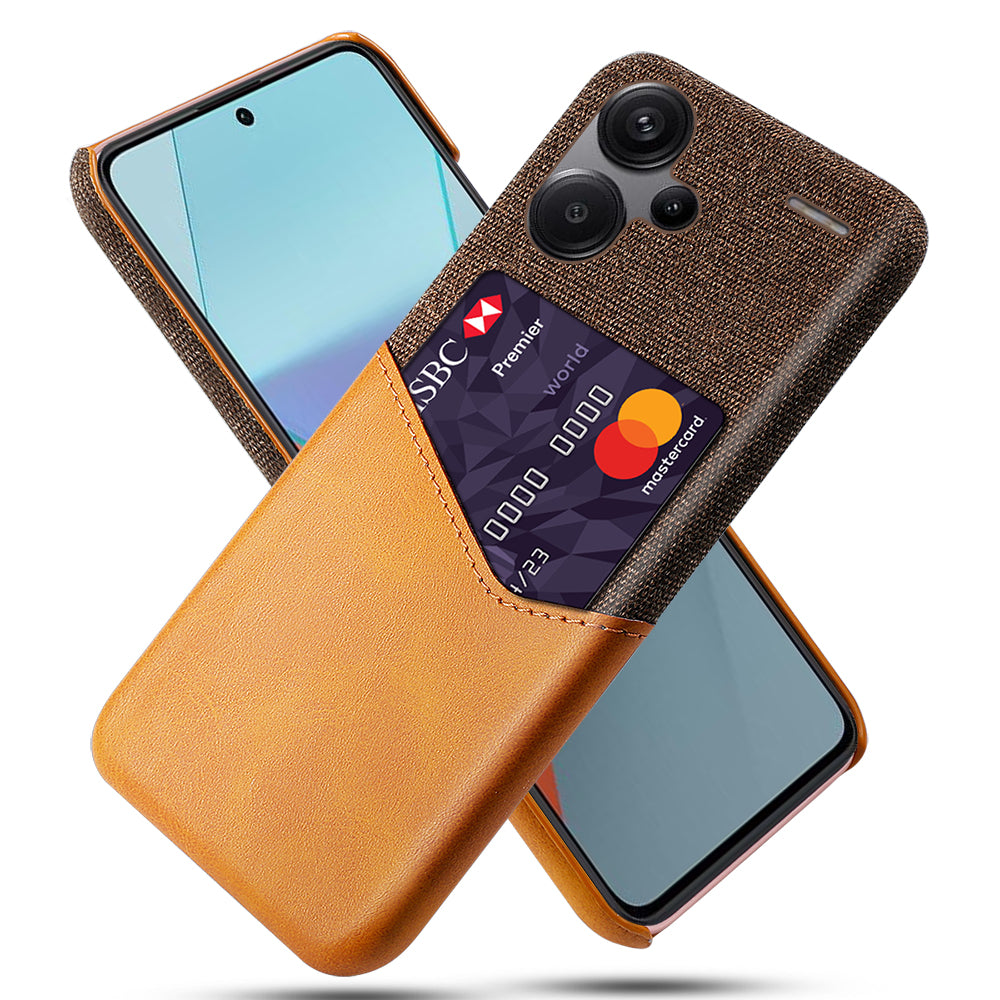 For Xiaomi Redmi Note 13 Pro+ 5G Case Cloth+PU Leather+PC Card Holder Phone Cover - Orange