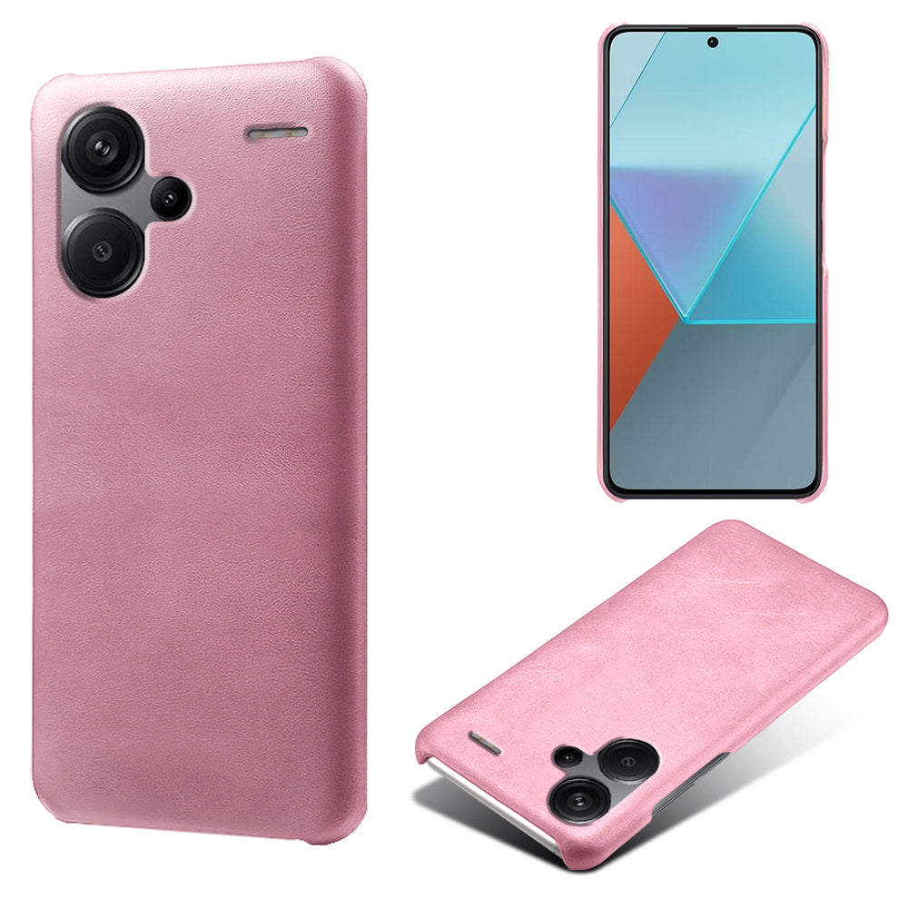 For Xiaomi Redmi Note 13 Pro+ 5G Case Calf Texture PC Cover Anti-Scratch Phone Shell - Rose Gold