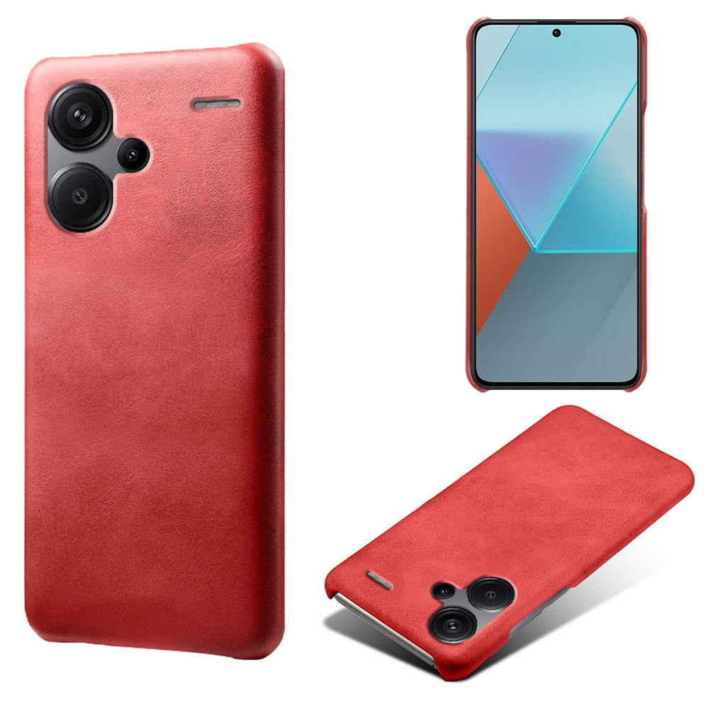For Xiaomi Redmi Note 13 Pro+ 5G Case Calf Texture PC Cover Anti-Scratch Phone Shell - Red