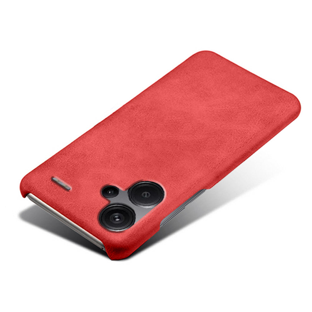 For Xiaomi Redmi Note 13 Pro+ 5G Case Calf Texture PC Cover Anti-Scratch Phone Shell - Red