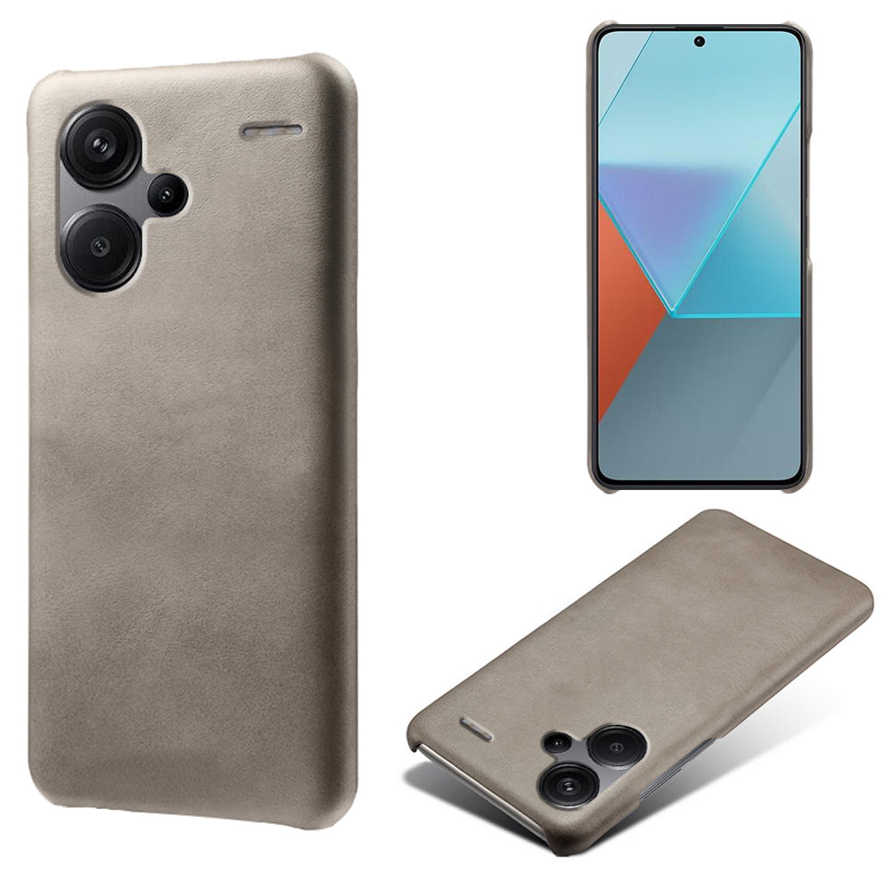 For Xiaomi Redmi Note 13 Pro+ 5G Case Calf Texture PC Cover Anti-Scratch Phone Shell - Grey
