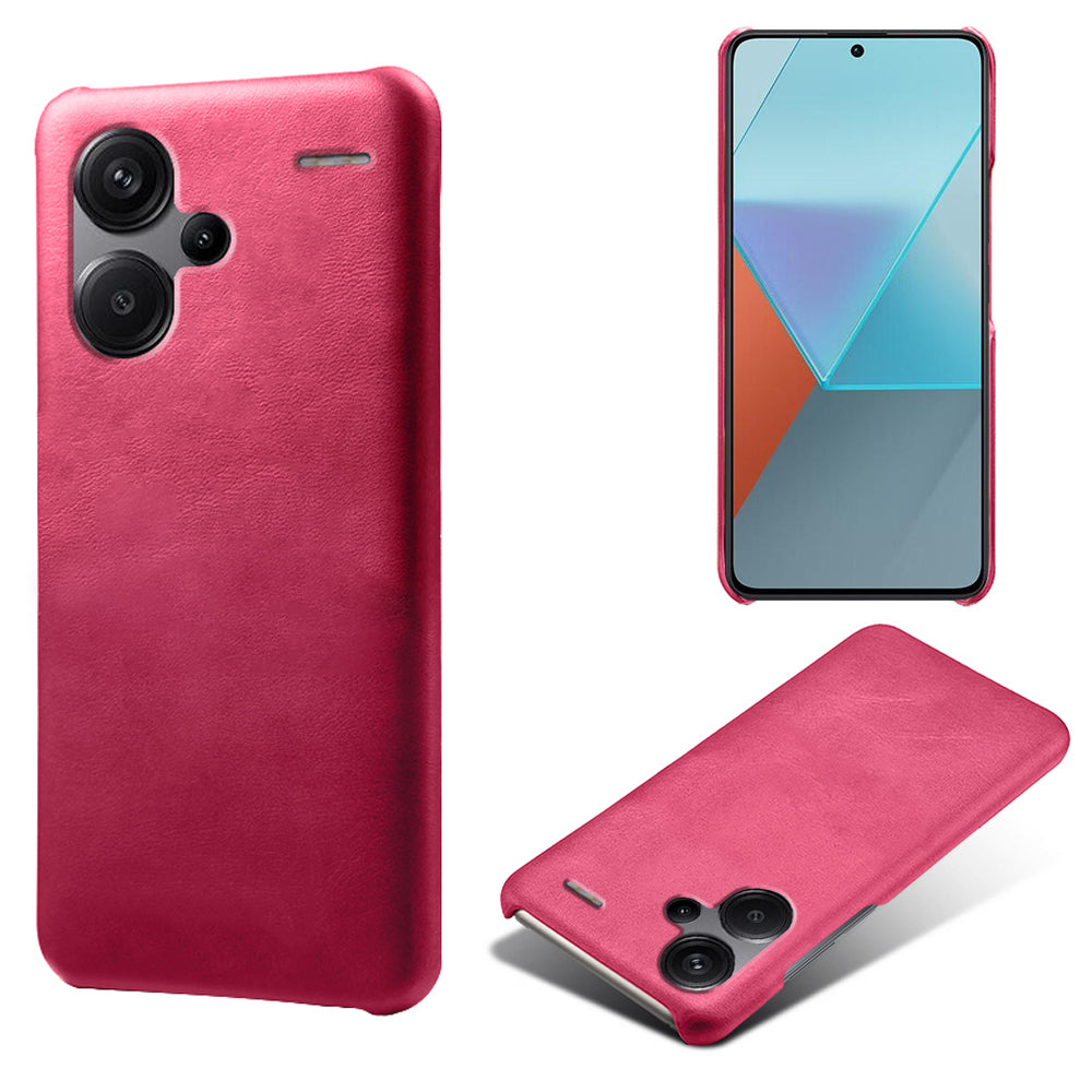 For Xiaomi Redmi Note 13 Pro+ 5G Case Calf Texture PC Cover Anti-Scratch Phone Shell - Rose