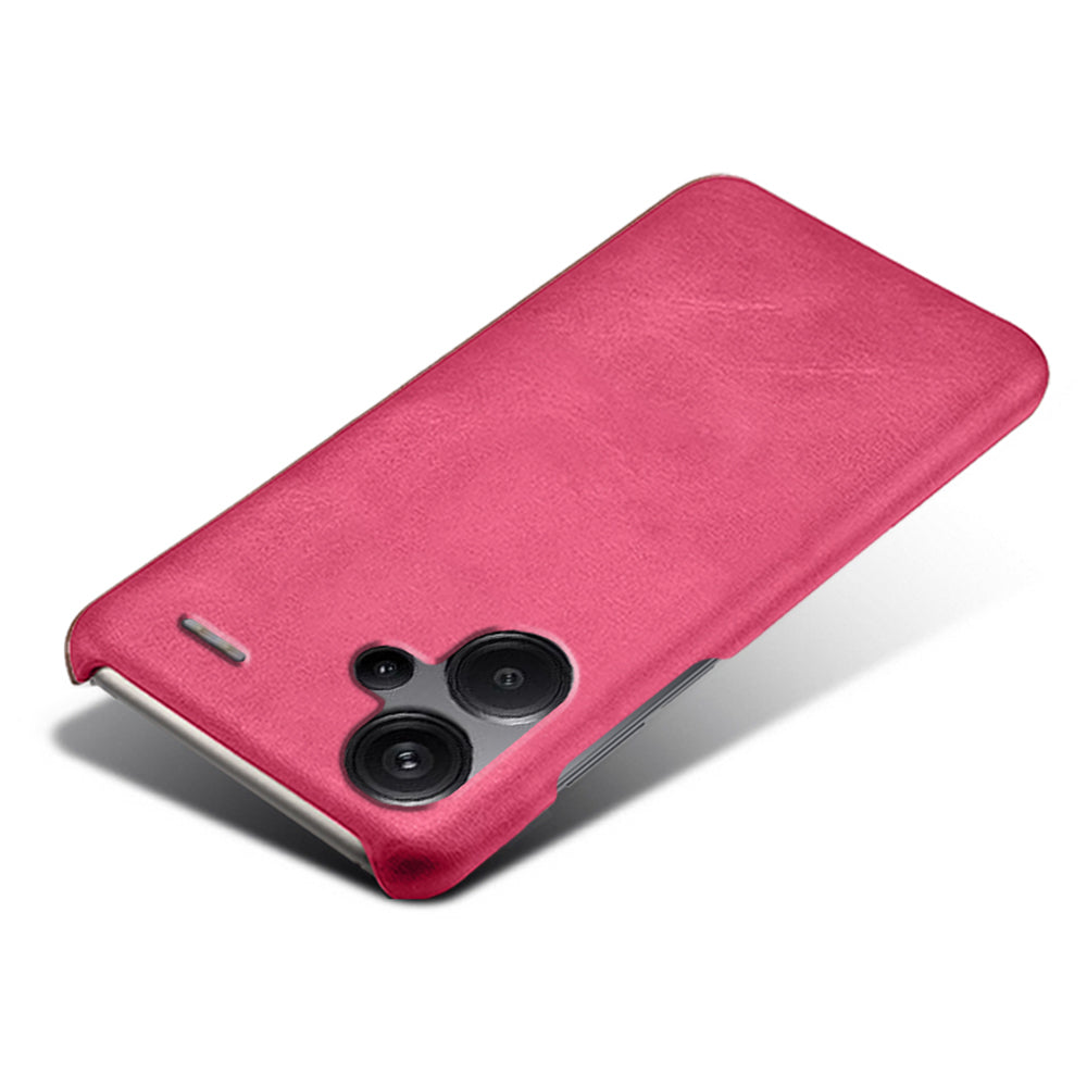 For Xiaomi Redmi Note 13 Pro+ 5G Case Calf Texture PC Cover Anti-Scratch Phone Shell - Rose