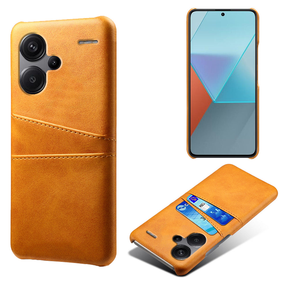 For Xiaomi Redmi Note 13 Pro+ 5G Case Dual Card Slots PU+PC Slim Phone Cover - Orange