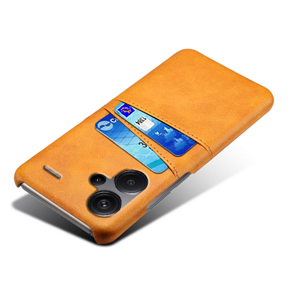 For Xiaomi Redmi Note 13 Pro+ 5G Case Dual Card Slots PU+PC Slim Phone Cover - Orange