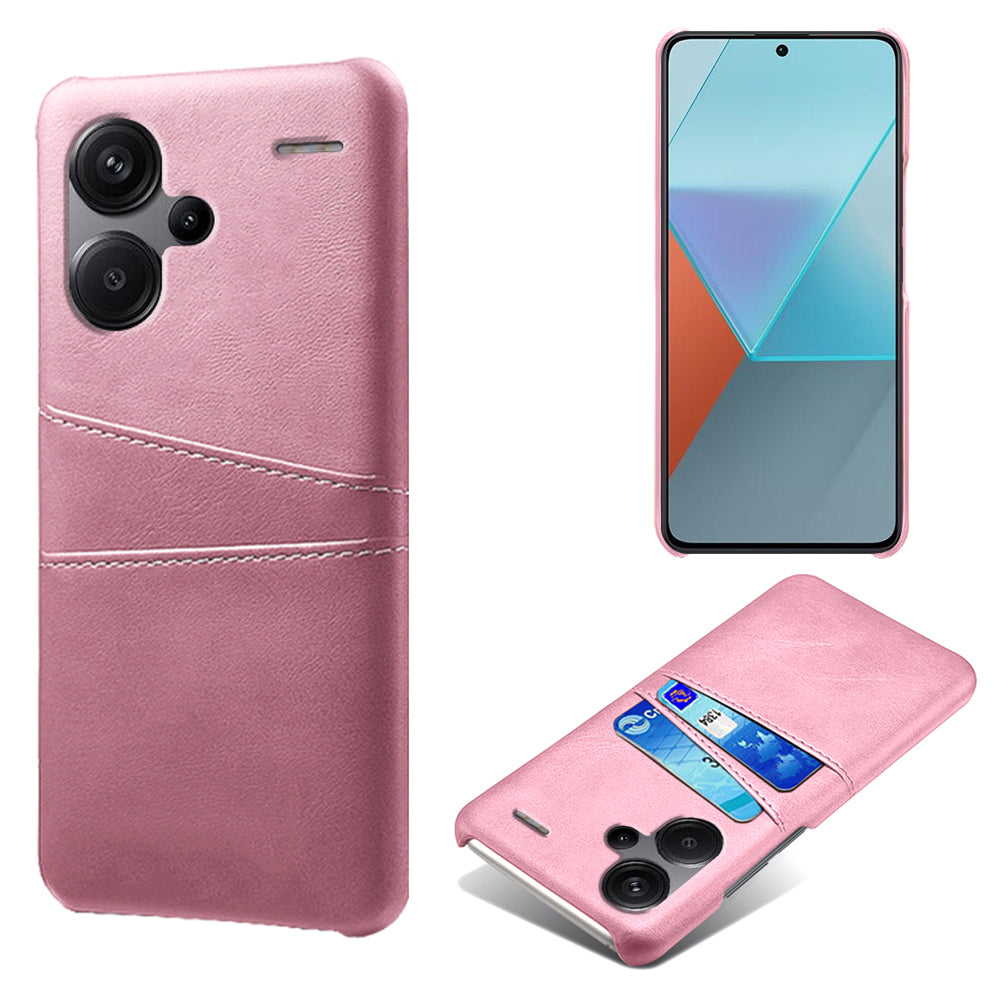 For Xiaomi Redmi Note 13 Pro+ 5G Case Dual Card Slots PU+PC Slim Phone Cover - Rose Gold