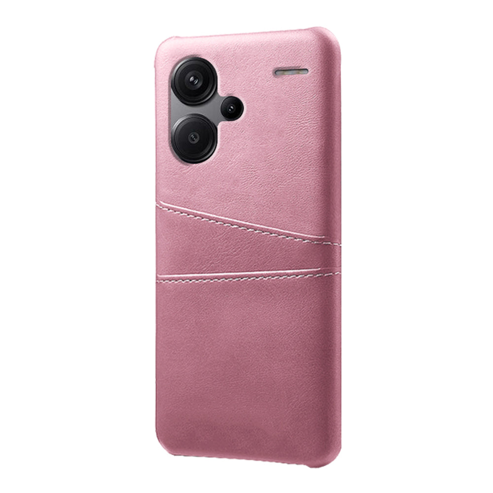 For Xiaomi Redmi Note 13 Pro+ 5G Case Dual Card Slots PU+PC Slim Phone Cover - Rose Gold