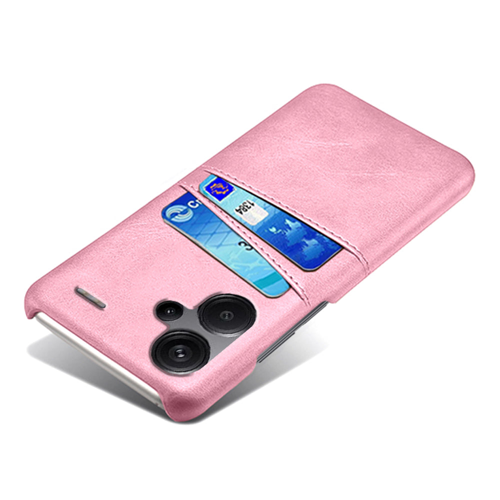 For Xiaomi Redmi Note 13 Pro+ 5G Case Dual Card Slots PU+PC Slim Phone Cover - Rose Gold