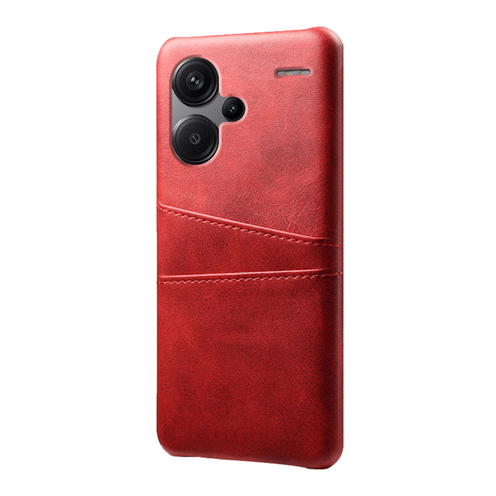 For Xiaomi Redmi Note 13 Pro+ 5G Case Dual Card Slots PU+PC Slim Phone Cover - Red