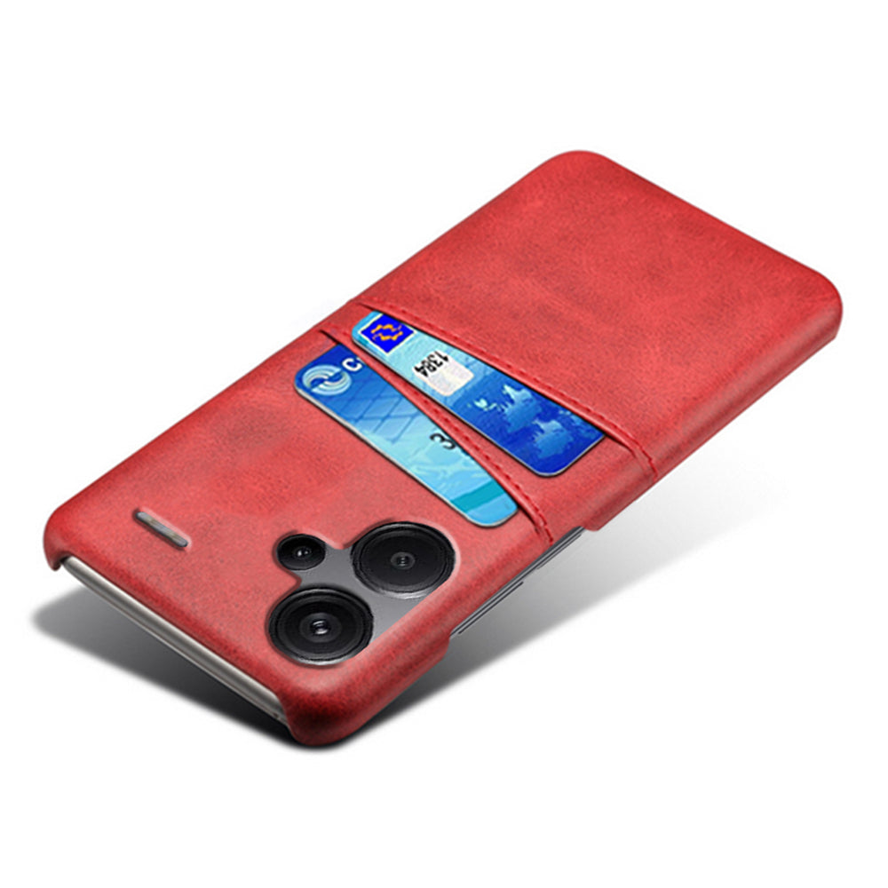 For Xiaomi Redmi Note 13 Pro+ 5G Case Dual Card Slots PU+PC Slim Phone Cover - Red