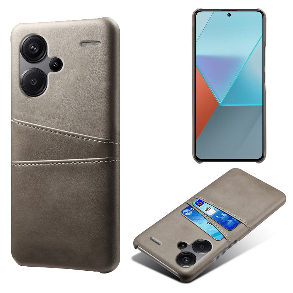 For Xiaomi Redmi Note 13 Pro+ 5G Case Dual Card Slots PU+PC Slim Phone Cover - Grey