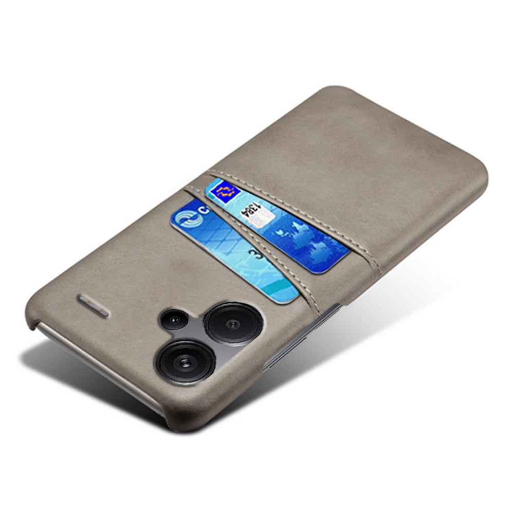 For Xiaomi Redmi Note 13 Pro+ 5G Case Dual Card Slots PU+PC Slim Phone Cover - Grey