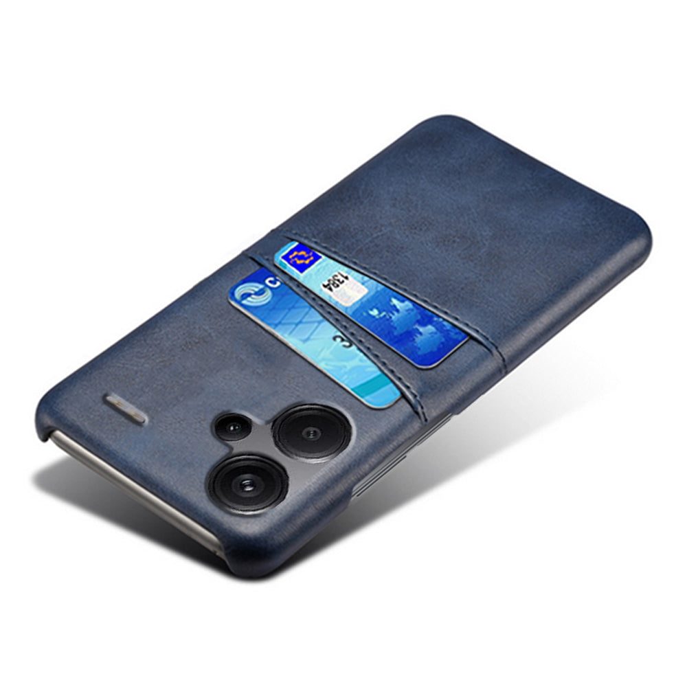 For Xiaomi Redmi Note 13 Pro+ 5G Case Dual Card Slots PU+PC Slim Phone Cover - Blue