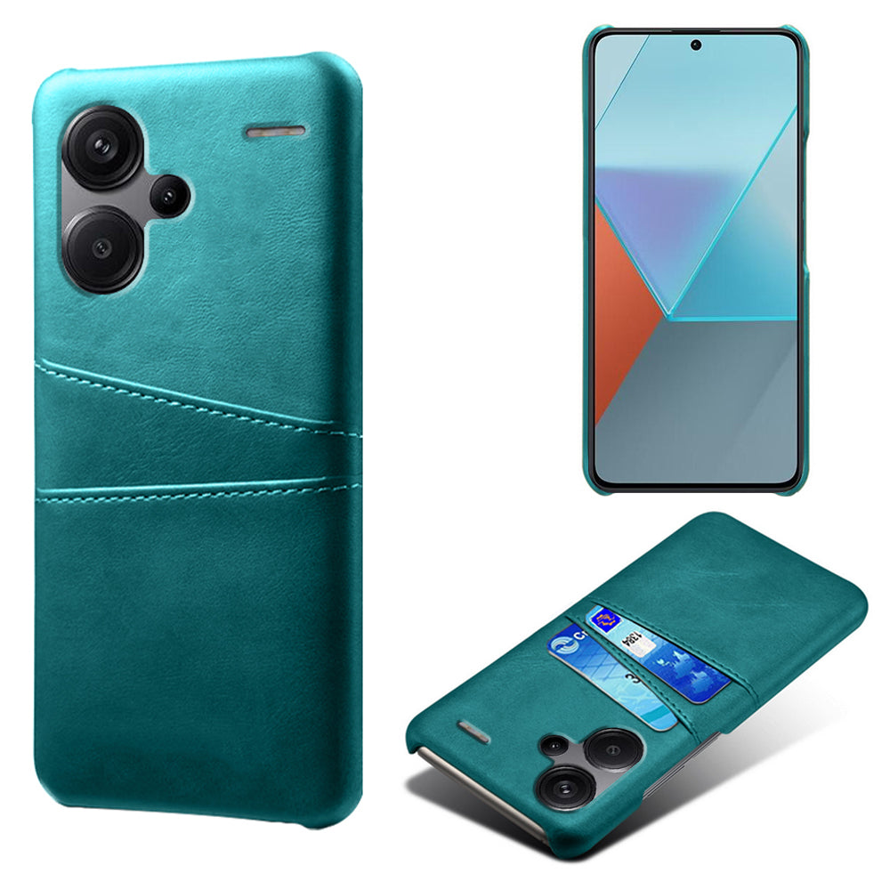For Xiaomi Redmi Note 13 Pro+ 5G Case Dual Card Slots PU+PC Slim Phone Cover - Green