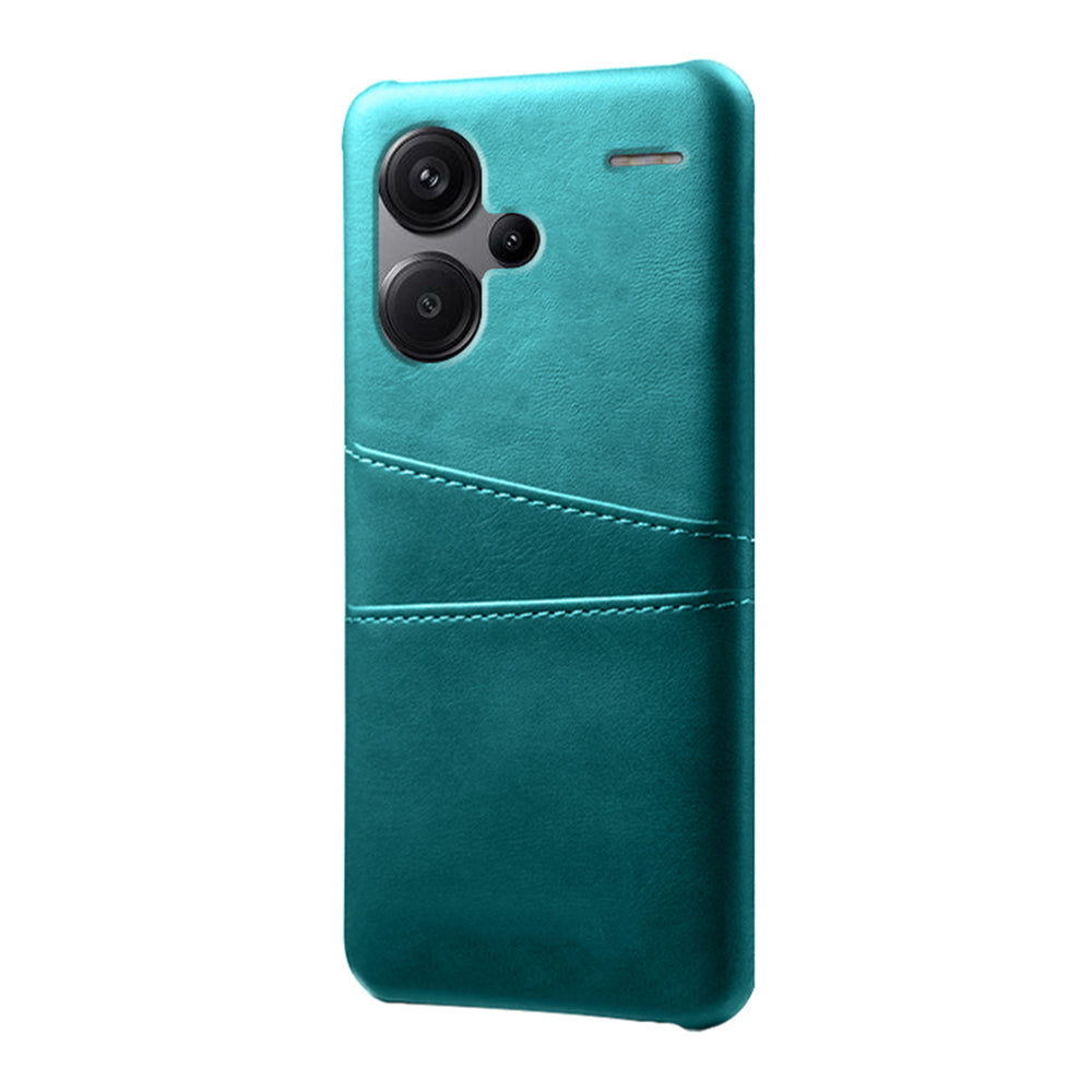 For Xiaomi Redmi Note 13 Pro+ 5G Case Dual Card Slots PU+PC Slim Phone Cover - Green