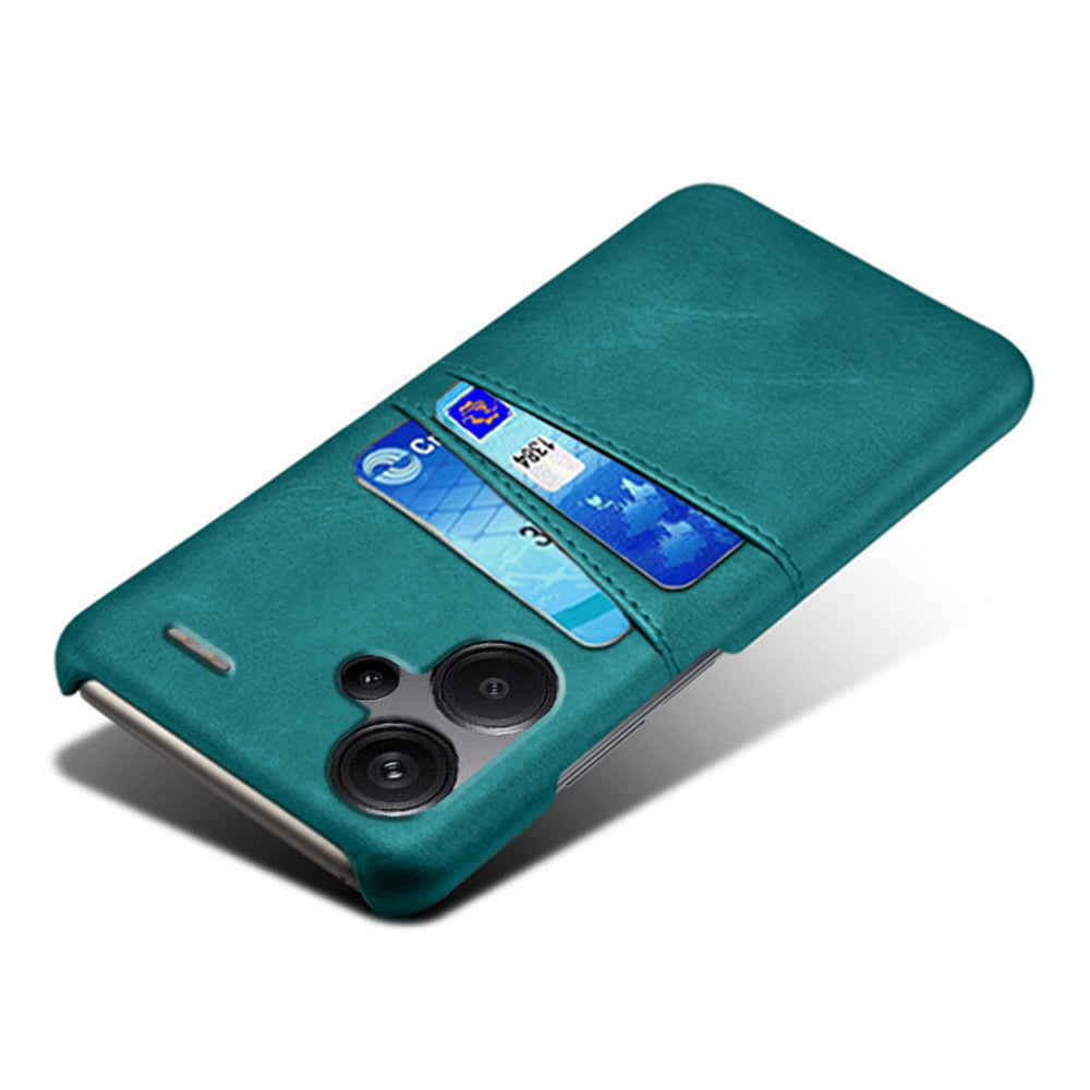 For Xiaomi Redmi Note 13 Pro+ 5G Case Dual Card Slots PU+PC Slim Phone Cover - Green