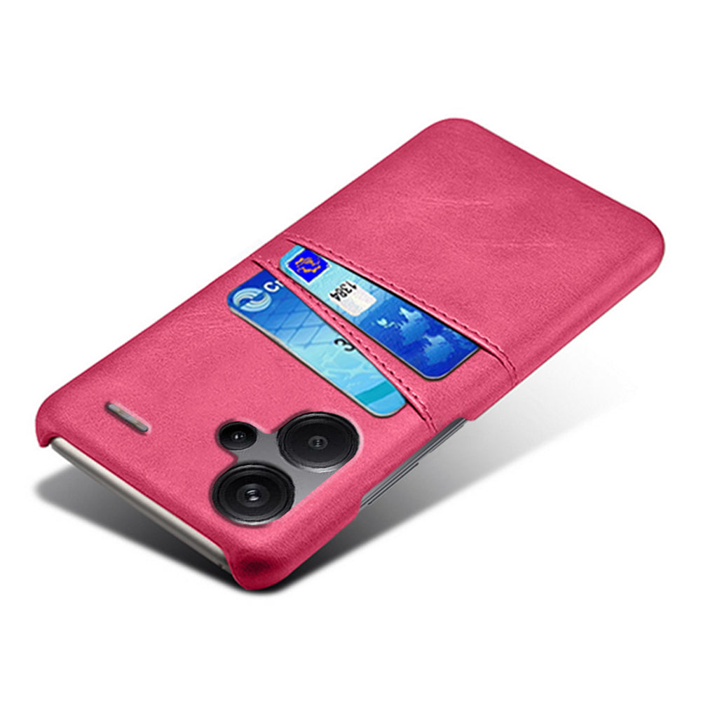 For Xiaomi Redmi Note 13 Pro+ 5G Case Dual Card Slots PU+PC Slim Phone Cover - Rose