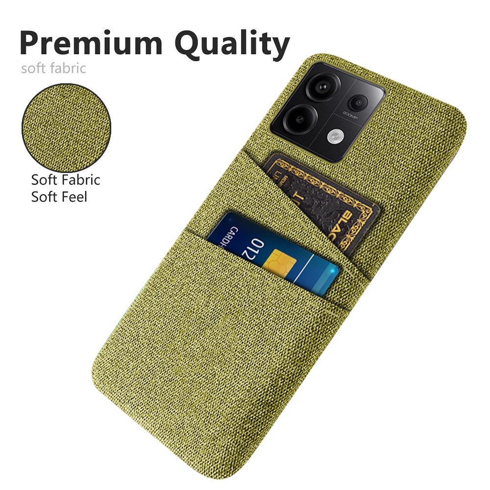 For Xiaomi Redmi Note 13 Pro 5G / Poco X6 5G Slim Case Dual Card Holder Hard PC+Cloth Phone Case - Yellow