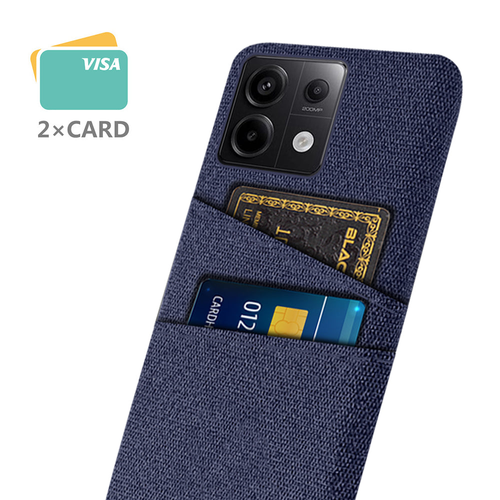 For Xiaomi Redmi Note 13 Pro 5G / Poco X6 5G Slim Case Dual Card Holder Hard PC+Cloth Phone Case - Blue