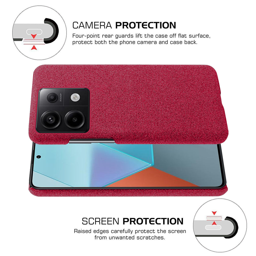 For Xiaomi Redmi Note 13 Pro 5G / Poco X6 5G Case Shockproof Phone Cover Cloth+PC Mobile Phone Shell - Red