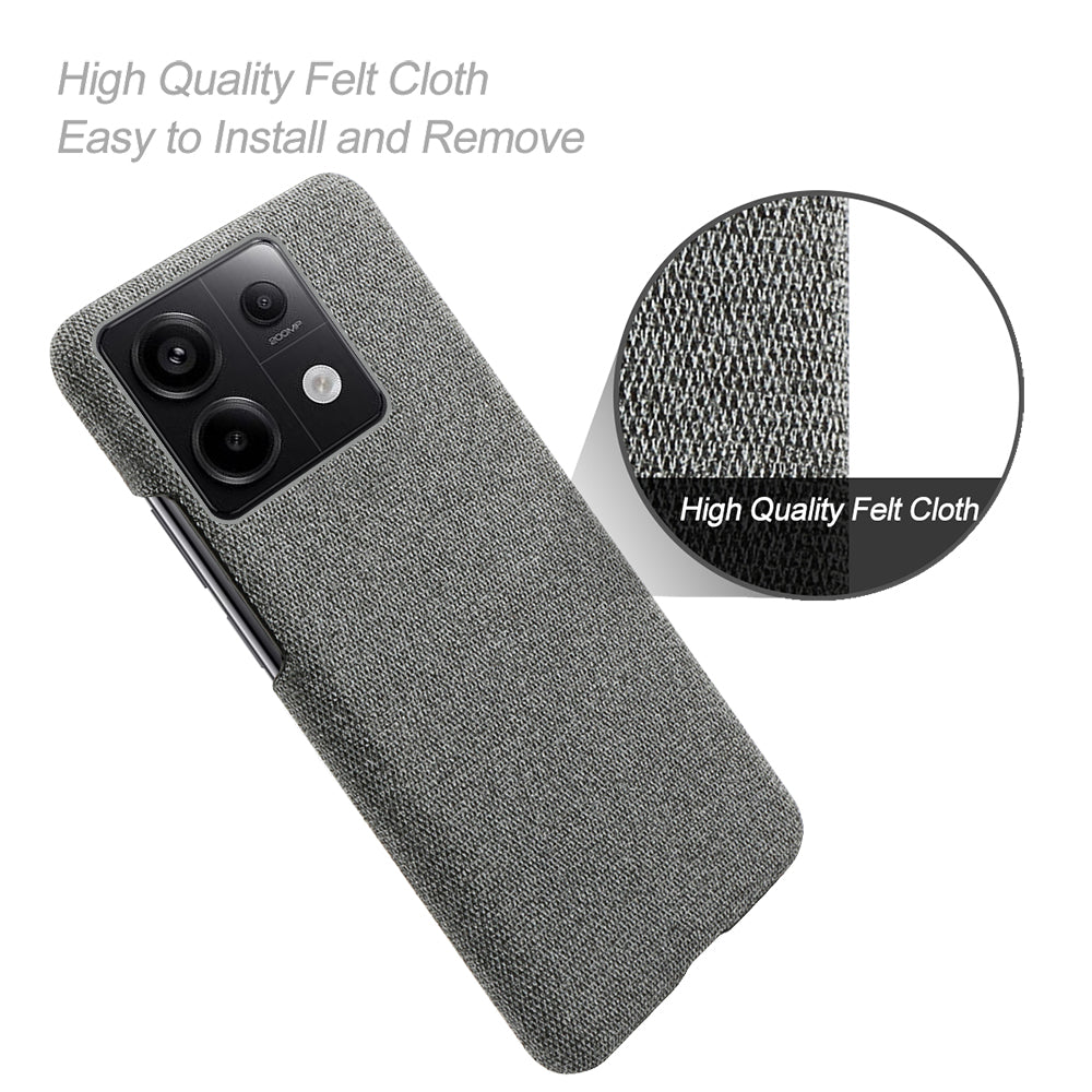 For Xiaomi Redmi Note 13 Pro 5G / Poco X6 5G Case Shockproof Phone Cover Cloth+PC Mobile Phone Shell - Grey