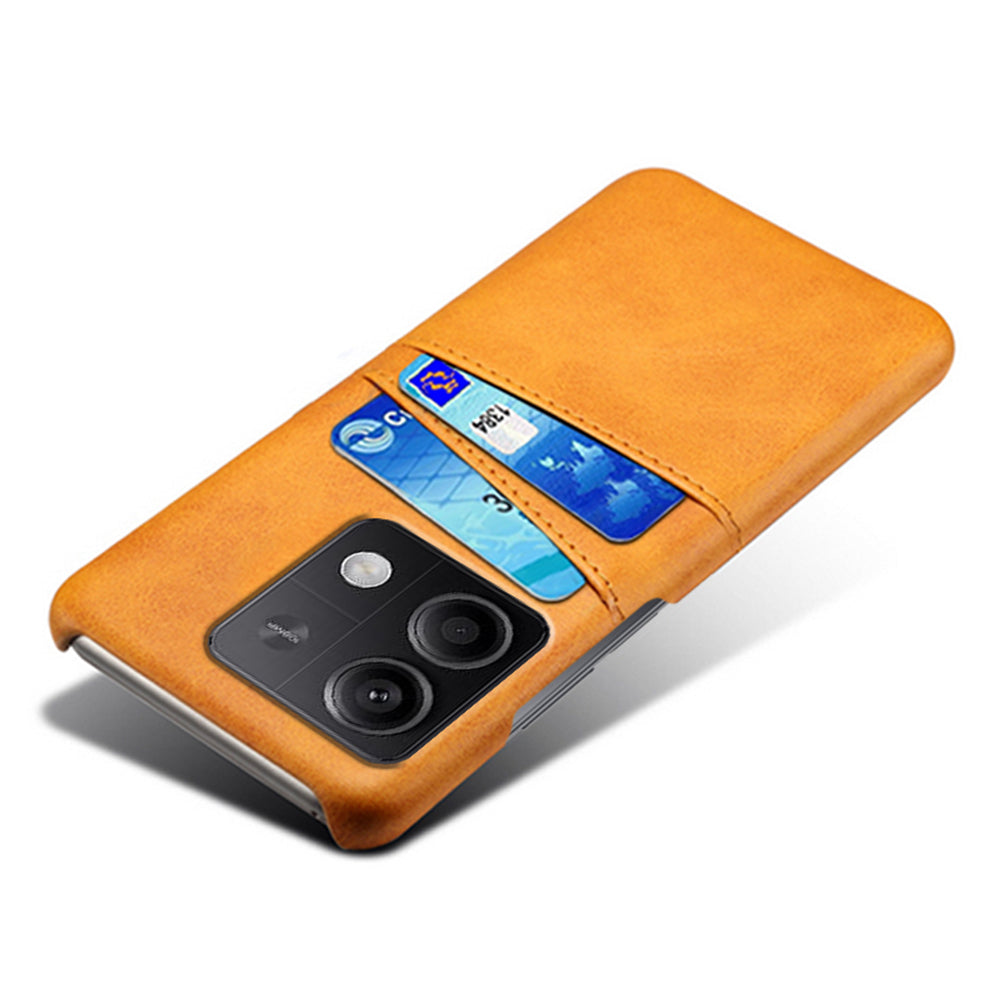 For Xiaomi Redmi Note 13 5G Case Dual Card Slots Shockproof Case PU+PC Slim Phone Case - Orange
