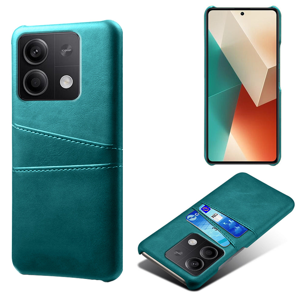 For Xiaomi Redmi Note 13 5G Case Dual Card Slots Shockproof Case PU+PC Slim Phone Case - Green