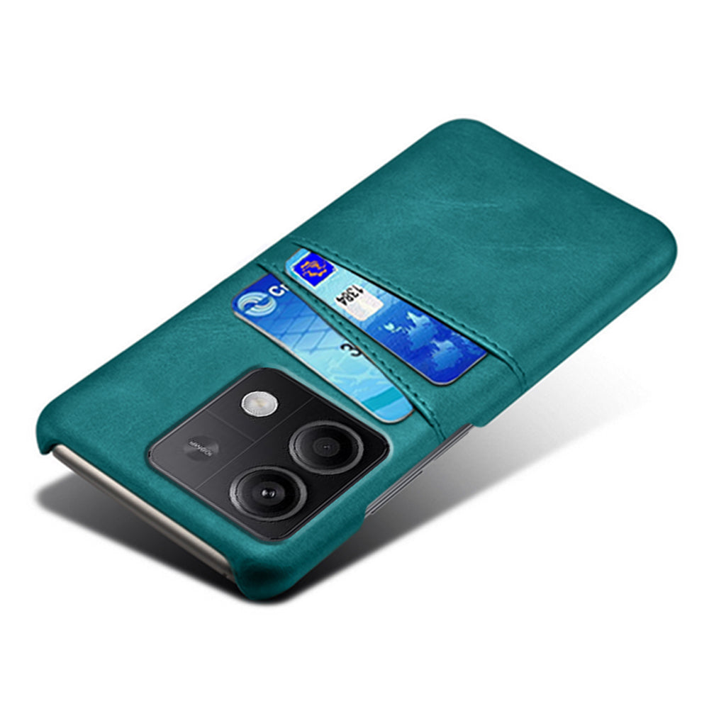 For Xiaomi Redmi Note 13 5G Case Dual Card Slots Shockproof Case PU+PC Slim Phone Case - Green
