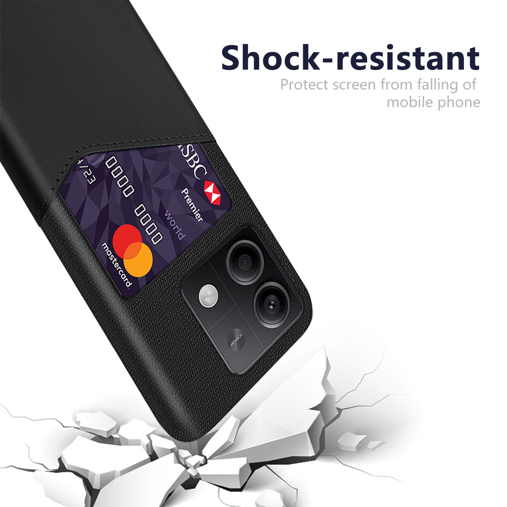 PU+PC Case for Xiaomi Redmi Note 13 5G Case Cloth Texture Phone Cover with Card Slot - Black