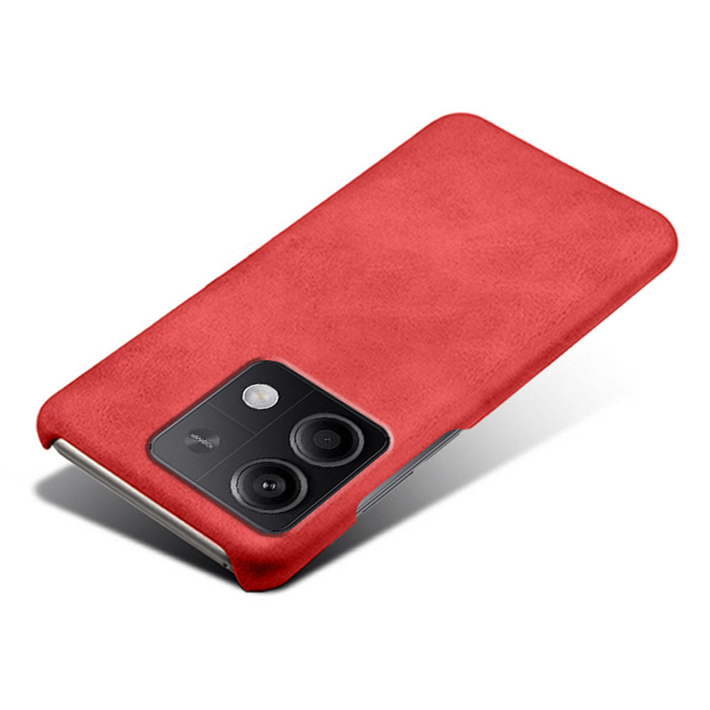 For Xiaomi Redmi Note 13 5G Case Calf Texture Anti-Drop PU+PC Phone Shell - Red