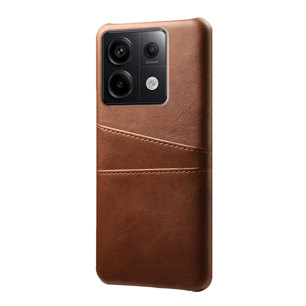 For Xiaomi Redmi Note 13 Pro 5G / Poco X6 5G Slim Case Shockproof PU+PC Phone Cover with Dual Card Slots - Brown