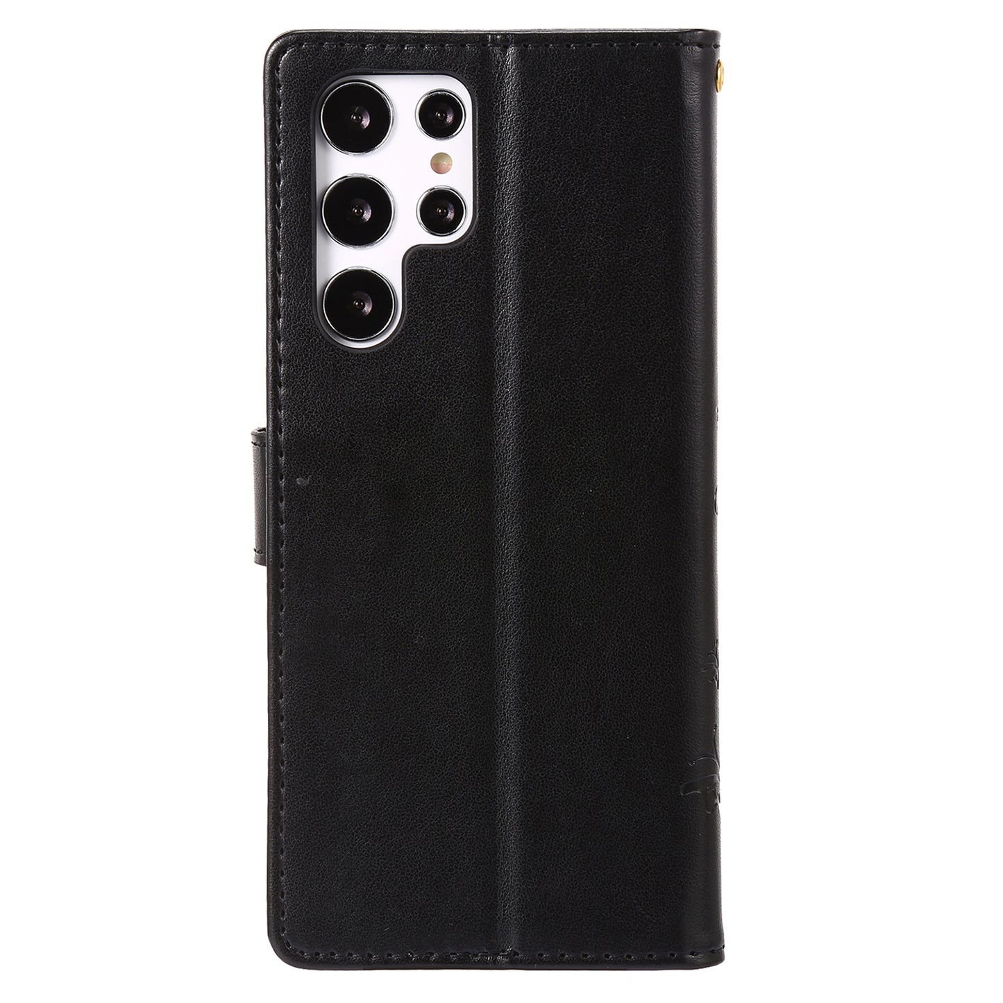 For Samsung Galaxy S24 Ultra Wallet Leather Cover Butterfly Imprinted Flip Stand Phone Case - Black