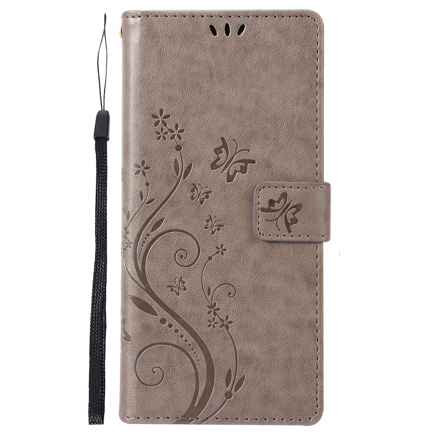 For Samsung Galaxy S24 Ultra Wallet Leather Cover Butterfly Imprinted Flip Stand Phone Case - Grey