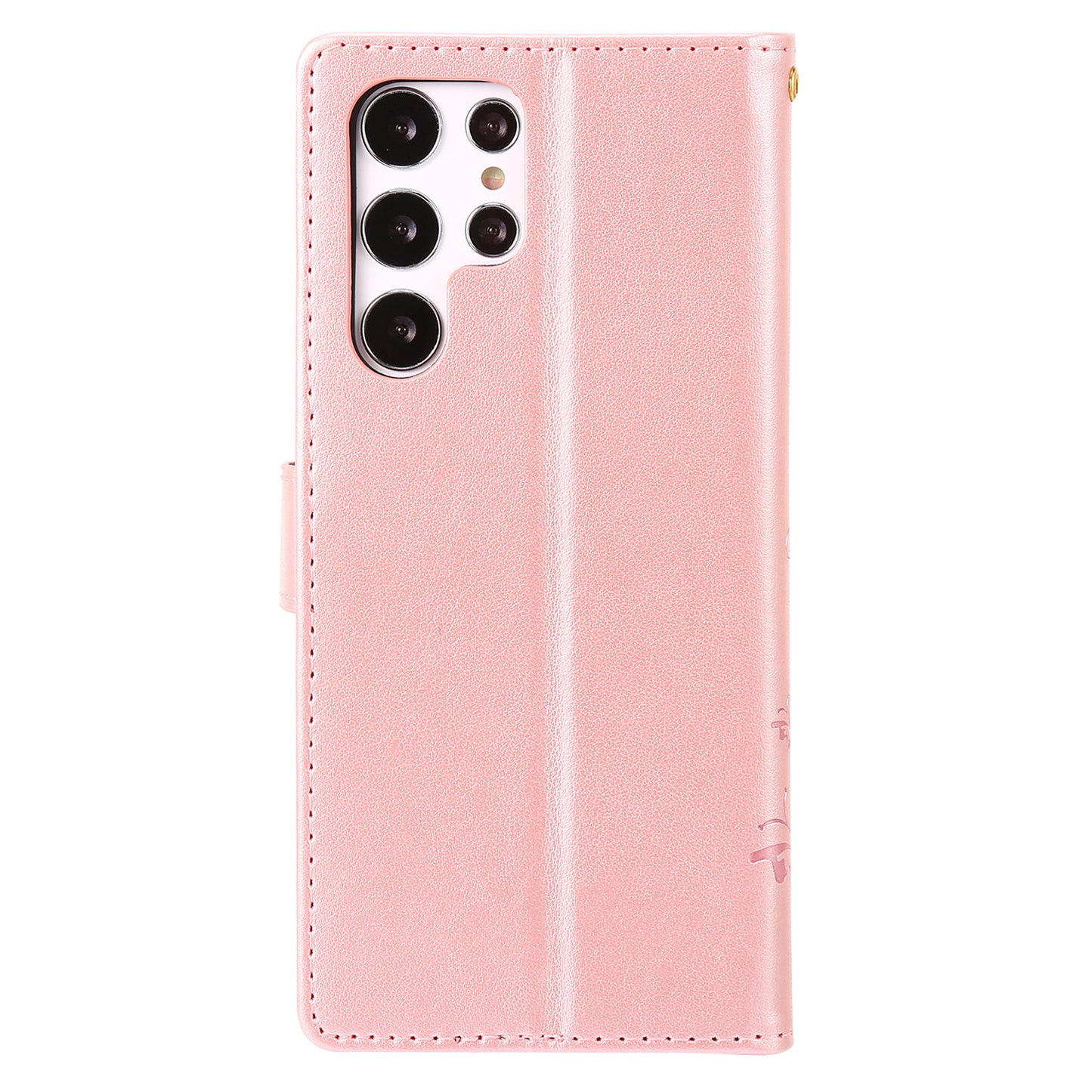 For Samsung Galaxy S24 Ultra Wallet Leather Cover Butterfly Imprinted Flip Stand Phone Case - Rose Gold