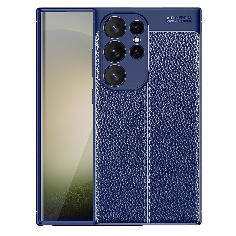 Phone Cover for Samsung Galaxy S24 Ultra Case Litchi Texture Slim Soft TPU Phone Shell - Blue