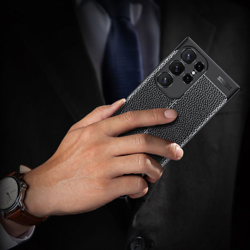 Phone Cover for Samsung Galaxy S24 Ultra Case Litchi Texture Slim Soft TPU Phone Shell - Blue