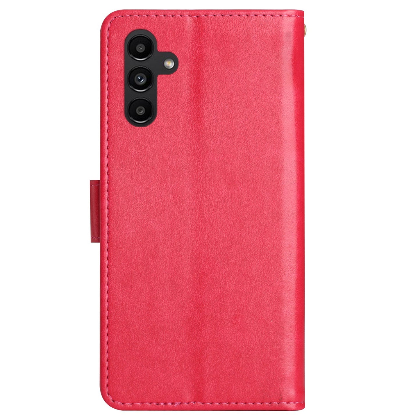 For Samsung Galaxy S24 Leather Case Butterfly Imprinted Phone Wallet Cover - Red