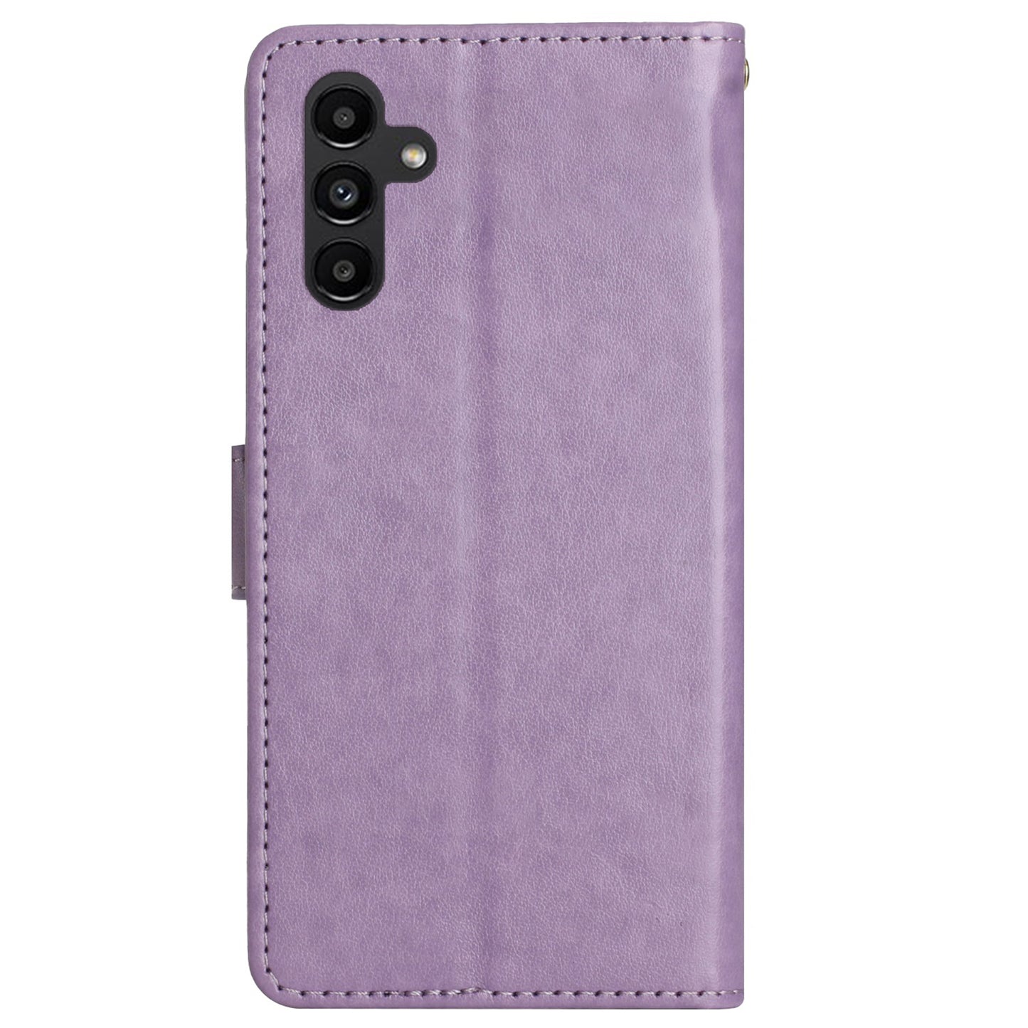 For Samsung Galaxy S24 Leather Case Butterfly Imprinted Phone Wallet Cover - Light Purple