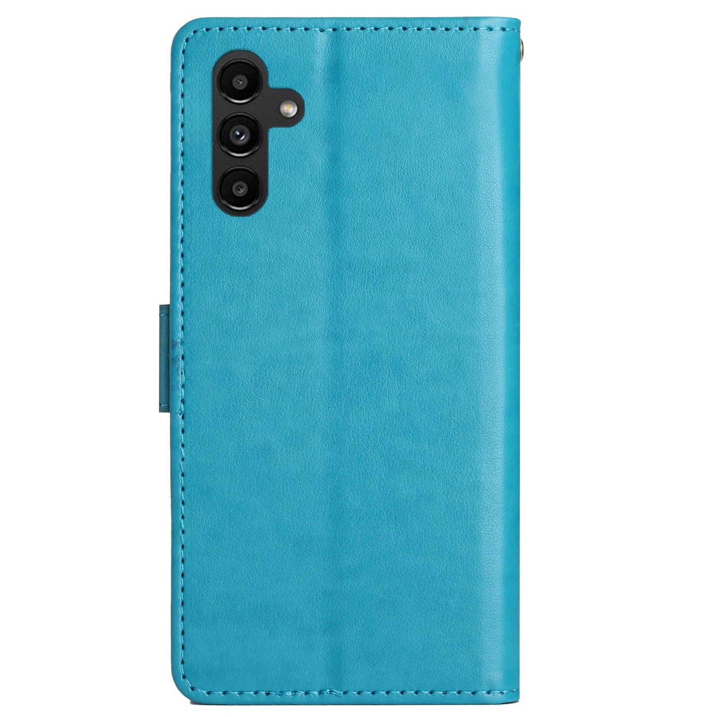 For Samsung Galaxy S24 Leather Case Butterfly Imprinted Phone Wallet Cover - Blue
