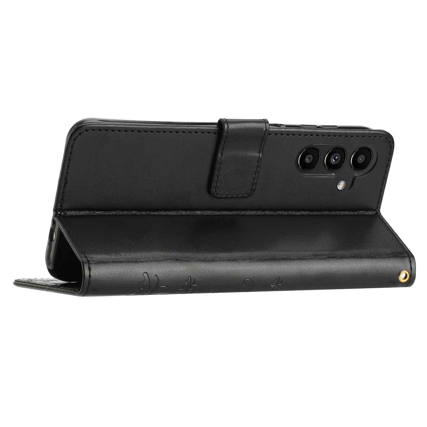 For Samsung Galaxy S24+ Case Butterfly Imprinted Stand Wallet Leather Cover - Black