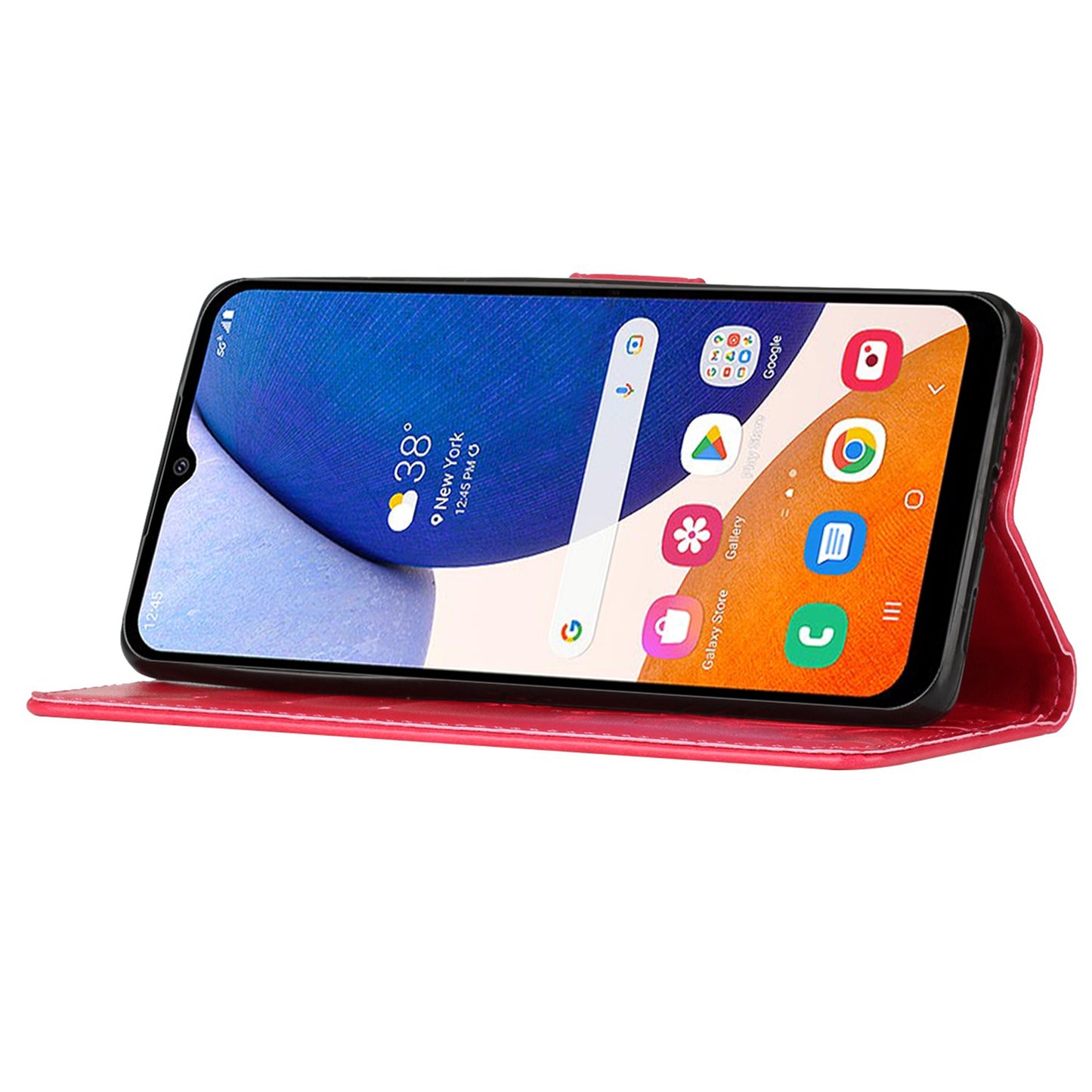 For Samsung Galaxy S24+ Case Butterfly Imprinted Stand Wallet Leather Cover - Red