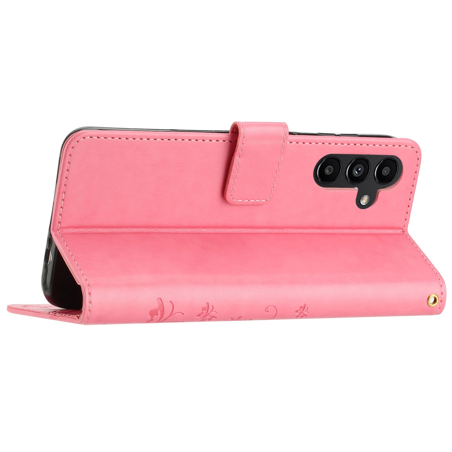 For Samsung Galaxy S24+ Case Butterfly Imprinted Stand Wallet Leather Cover - Pink