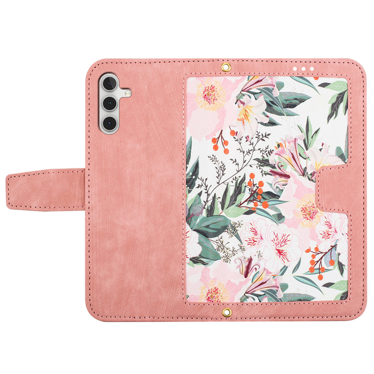 For Samsung Galaxy S24+ Case Flower Pattern Leather Cover with Card Holder - Pink
