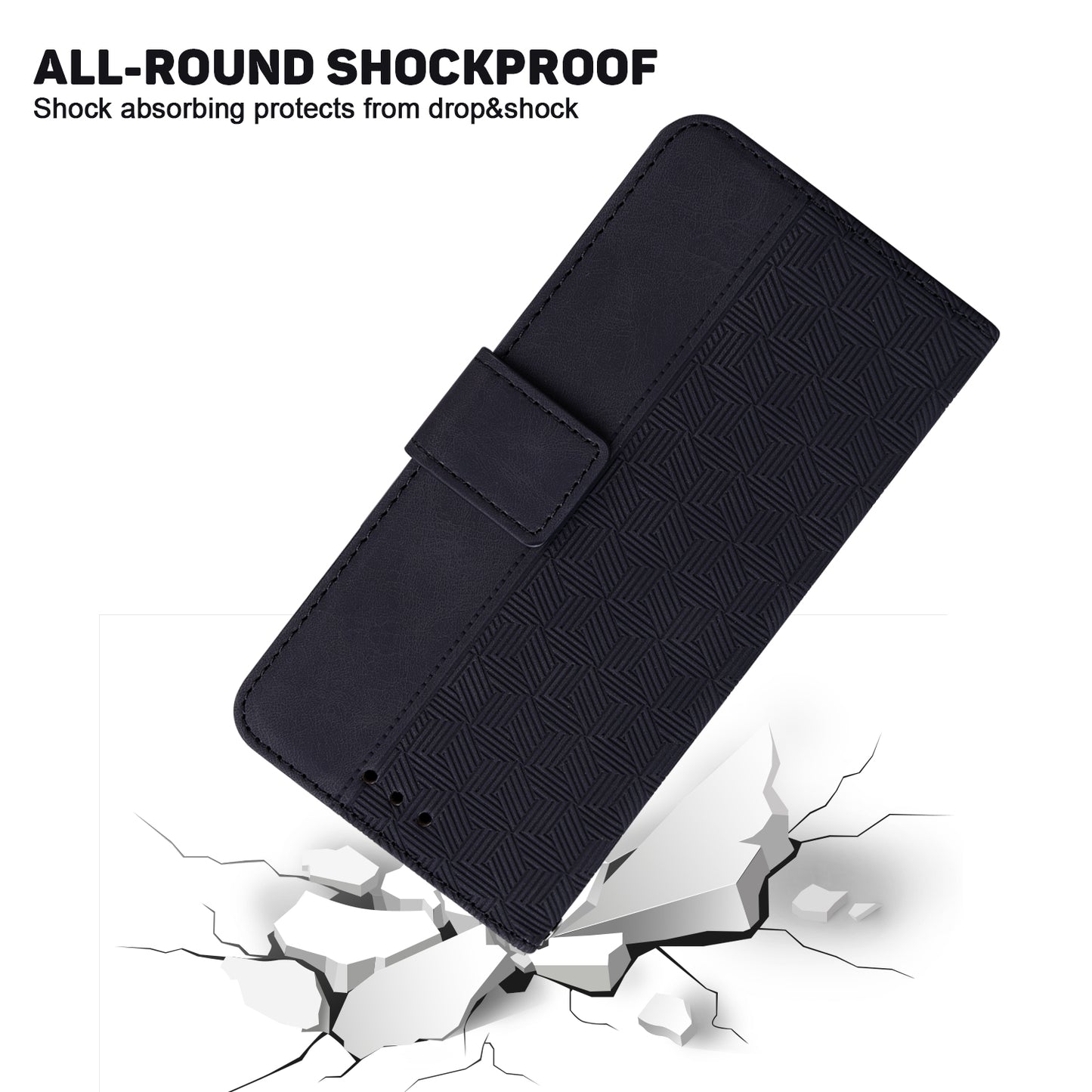 For Samsung Galaxy S24 Ultra Case Phone Shell Imprinted PU Leather Flip Cover - Black