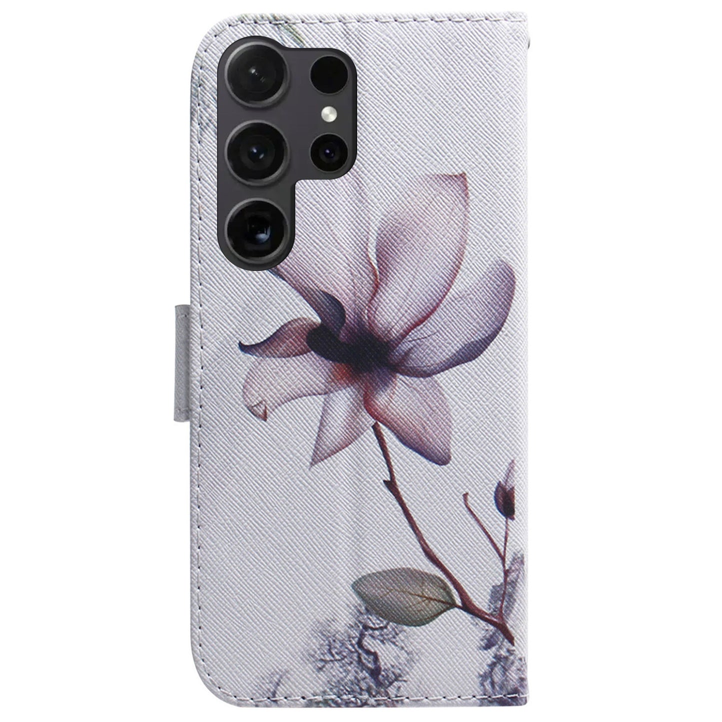 For Samsung Galaxy S24 Ultra Case Pattern Printing Wallet Phone Cover - Pink Flower